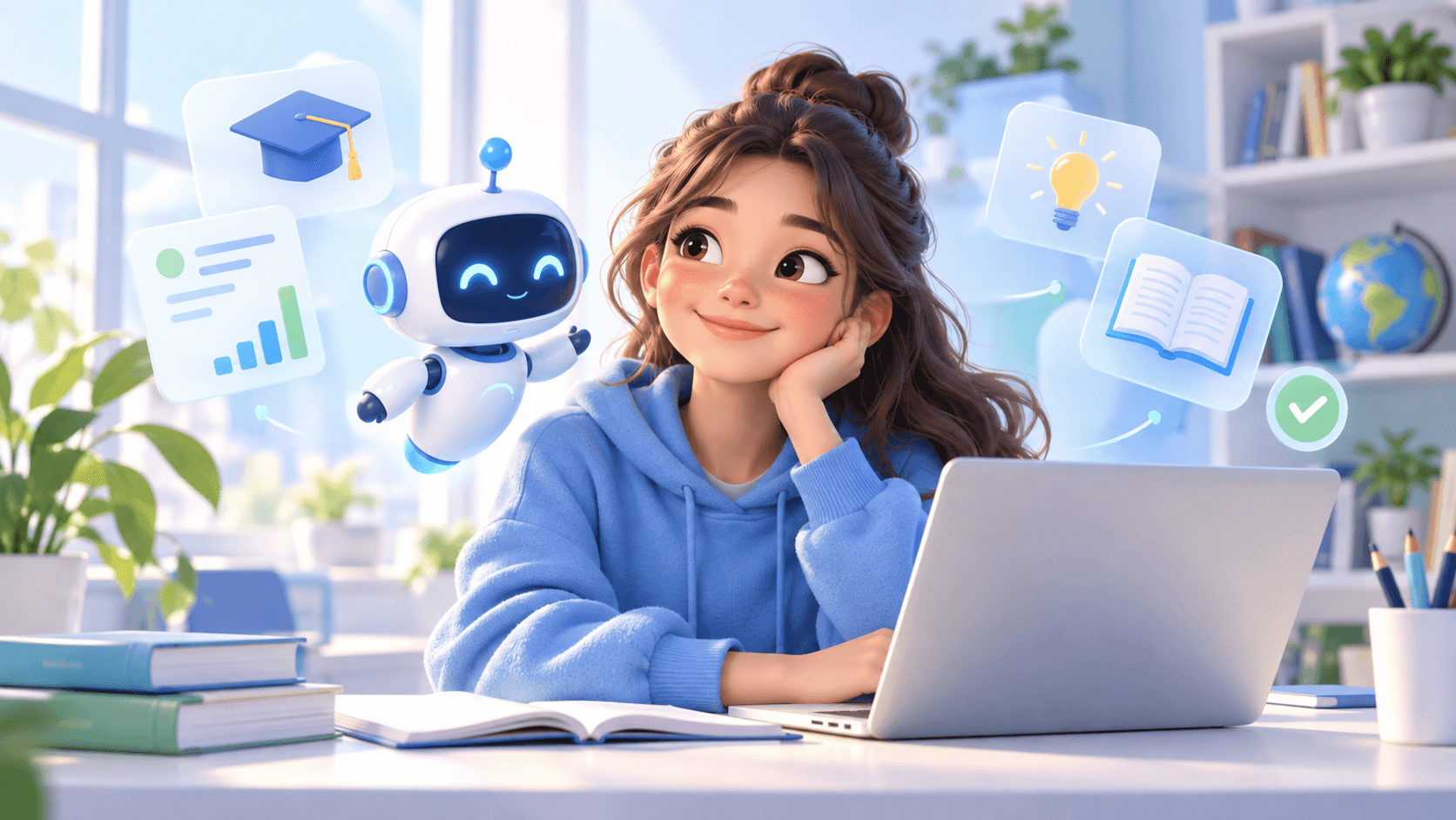 Uczeń i robocik NexTutor podczas nauki